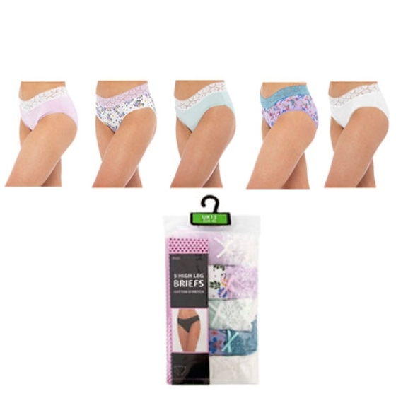 Ladies Lace Front High Leg Panty 5 Pieces Pack